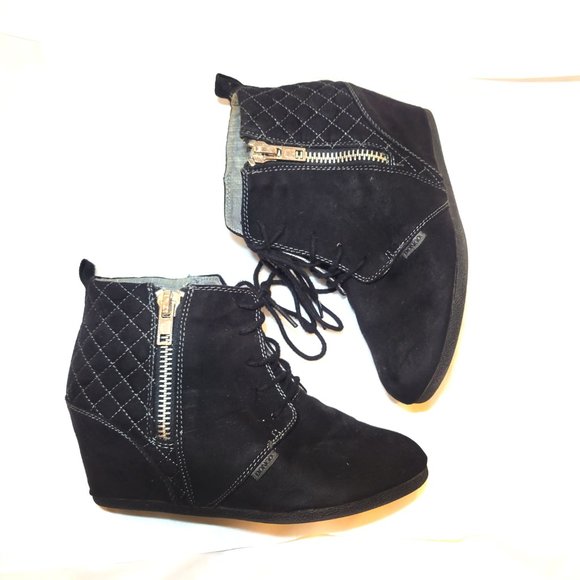 ✨💕Bongo Kedzie Black Faux Suede Ankle Boots Booties Zipper Side 6.5 - Picture 4 of 9